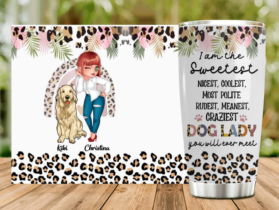 Custom Personalized Dog Mom Chibi Tumbler - Up to 4 Dogs - Gift For Dog Lover - I Am The Craziest Dog Lady