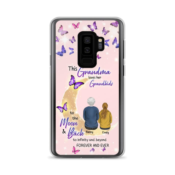 Custom Personalized Grandma Phone Case - Up to 4 Kids - This Grandma Loves Her Grandkids To The Moon And Back