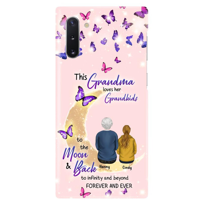 Custom Personalized Grandma Phone Case - Up to 4 Kids - This Grandma Loves Her Grandkids To The Moon And Back