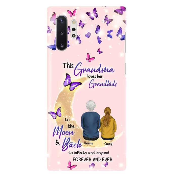 Custom Personalized Grandma Phone Case - Up to 4 Kids - This Grandma Loves Her Grandkids To The Moon And Back