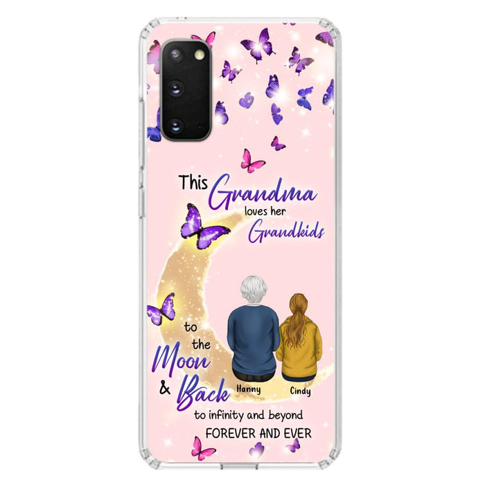 Custom Personalized Grandma Phone Case - Up to 4 Kids - This Grandma Loves Her Grandkids To The Moon And Back