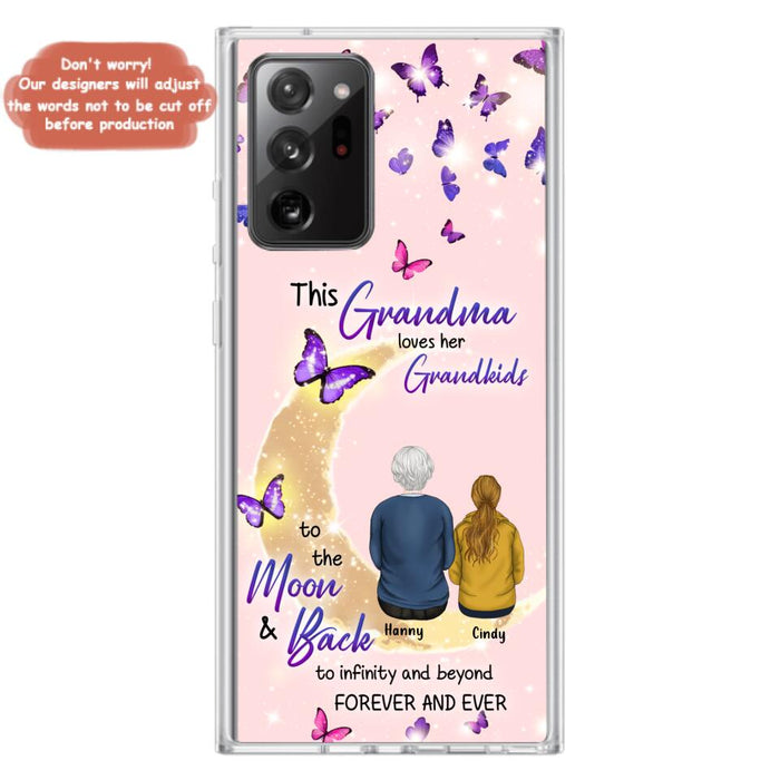 Custom Personalized Grandma Phone Case - Up to 4 Kids - This Grandma Loves Her Grandkids To The Moon And Back