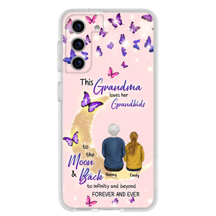 Custom Personalized Grandma Phone Case - Up to 4 Kids - This Grandma Loves Her Grandkids To The Moon And Back