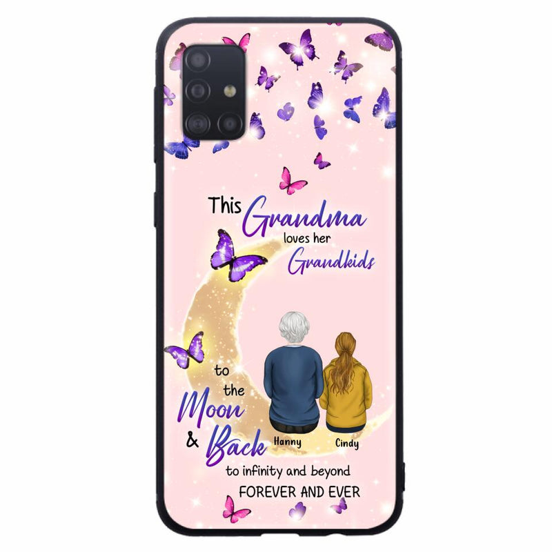 Custom Personalized Grandma Phone Case - Up to 4 Kids - This Grandma Loves Her Grandkids To The Moon And Back