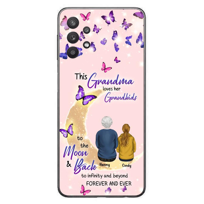 Custom Personalized Grandma Phone Case - Up to 4 Kids - This Grandma Loves Her Grandkids To The Moon And Back