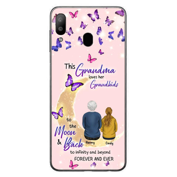 Custom Personalized Grandma Phone Case - Up to 4 Kids - This Grandma Loves Her Grandkids To The Moon And Back