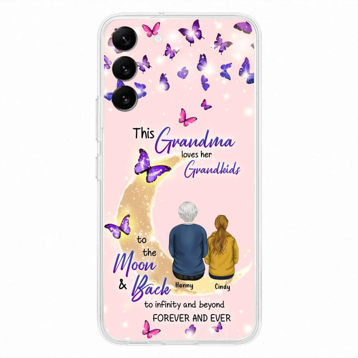 Custom Personalized Grandma Phone Case - Up to 4 Kids - This Grandma Loves Her Grandkids To The Moon And Back