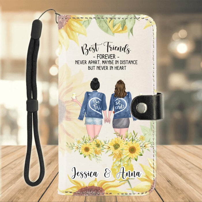 Custom Personalized Friends Flip Leather Purse for Mobile Phone - Upto 4 Besties - Gift Idea For Best Friends - Best Friends Forever