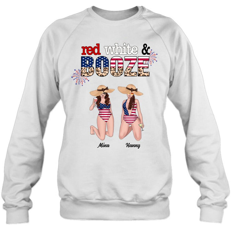 Personalized Friends Shirt/Hoodie - Up to 6 People - Gift Idea For Friends/Independence Day - Red, White And Boozed