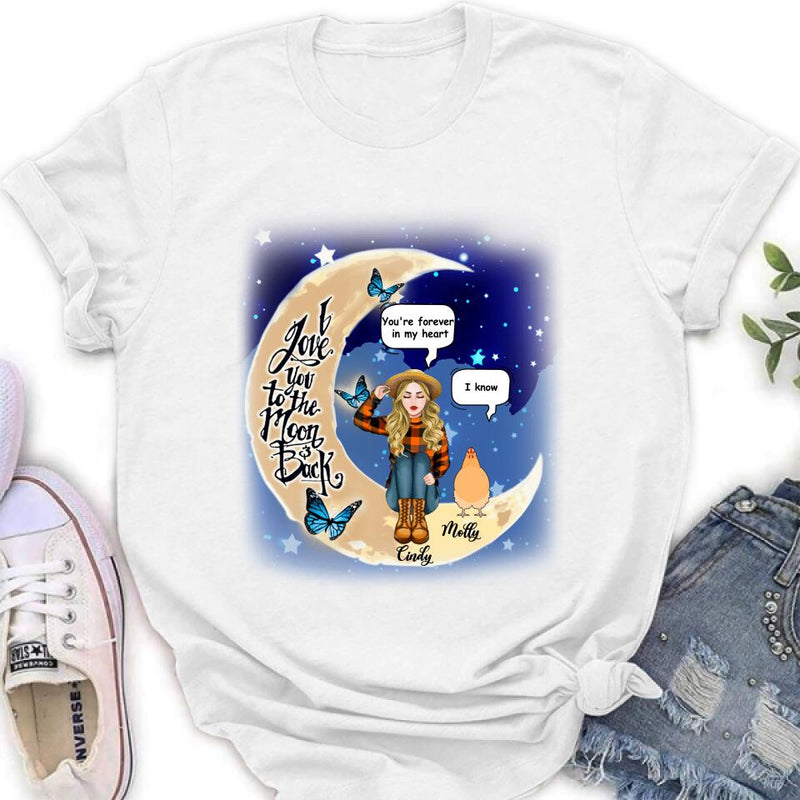 Personalized I Love You To The Moon & Back Chicken Lover Shirt/Pullover Hoodie - Up to 5 Chickens