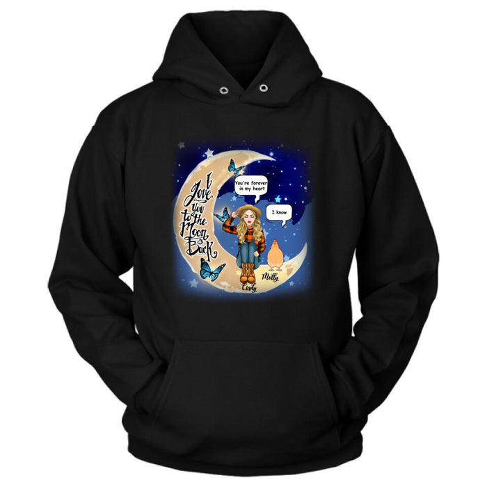 Personalized I Love You To The Moon & Back Chicken Lover Shirt/Pullover Hoodie - Up to 5 Chickens