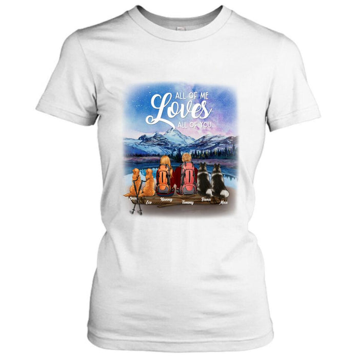 Custom Personalized Camping T-shirt/Long Sleeve - Gift for Couples, Camping Lovers, Dog Lovers - Camping Couple and Dogs - Up to 4 Dogs - All of me loves all of you