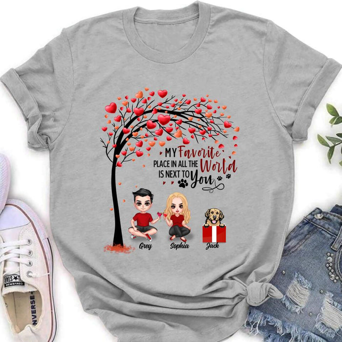 Custom Personalized Couple T-shirt - Up to 5 Dogs - Gifts for Couples - Happy Valentine's Day