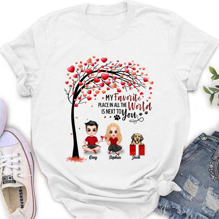 Custom Personalized Couple T-shirt - Up to 5 Dogs - Gifts for Couples - Happy Valentine's Day