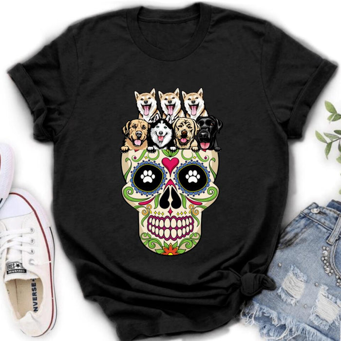 Custom Personalized Sugar Skull Pets T-shirt/Hoodie/Sweatshirt/Sleeve - Gift for Dog/Cat Lovers - Up to 7 Pets