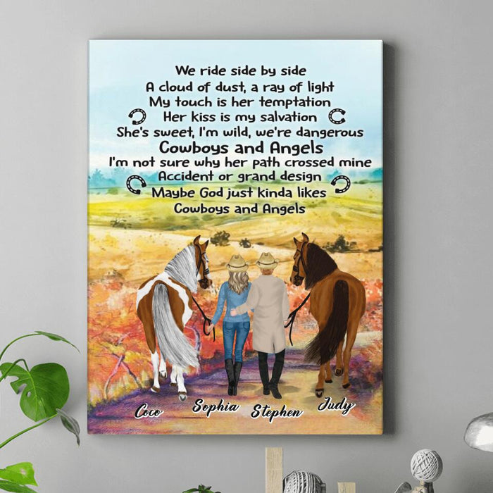 Custom Personalized Horse Couple Canvas- Gift Idea For Couples, For Her, For Him, Horse Lovers - We Ride Side By Side