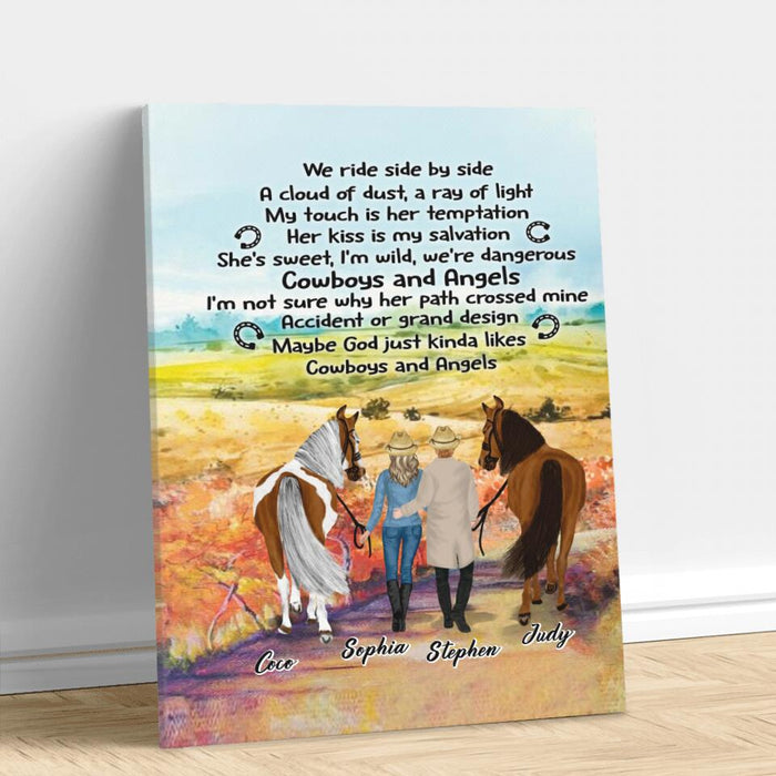 Custom Personalized Horse Couple Canvas- Gift Idea For Couples, For Her, For Him, Horse Lovers - We Ride Side By Side