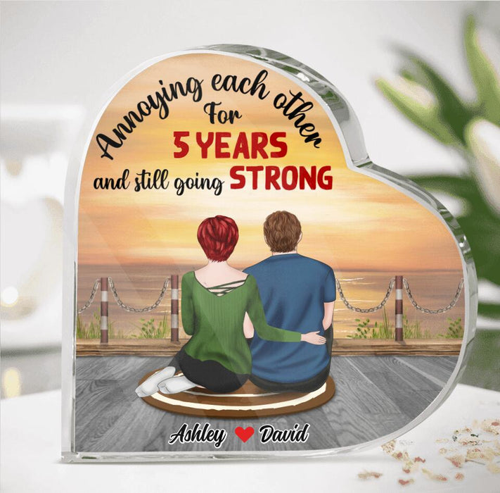 Custom Personalized Couple Crystal Heart - Gift Idea For Couple - Annoying Each Other For Years And Still Going Strong