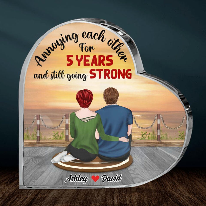 Custom Personalized Couple Crystal Heart - Gift Idea For Couple - Annoying Each Other For Years And Still Going Strong