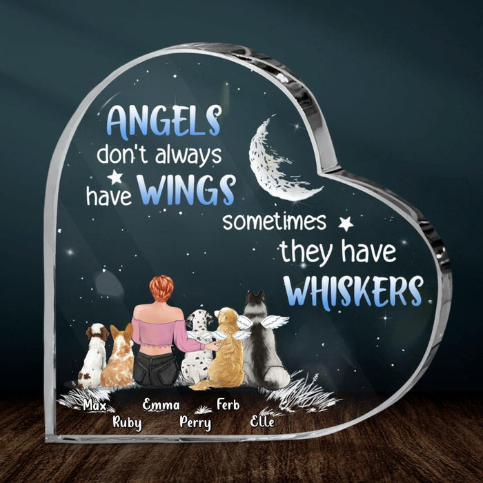 Custom Personalized Pet Mom Crystal Heart - Gift Idea For Pet Lover with up to 5 Pets - Angels Don't Have Wings Sometimes They Have Whiskers