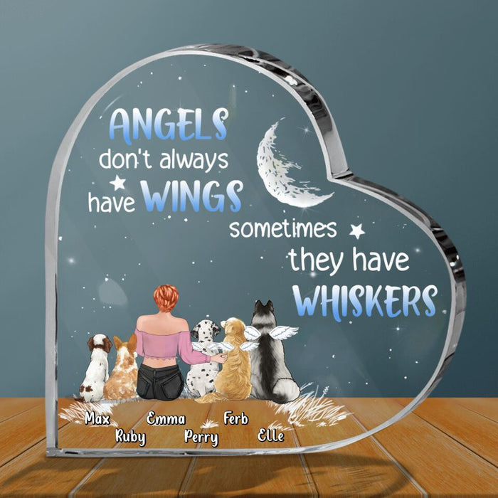 Custom Personalized Pet Mom Crystal Heart - Gift Idea For Pet Lover with up to 5 Pets - Angels Don't Have Wings Sometimes They Have Whiskers