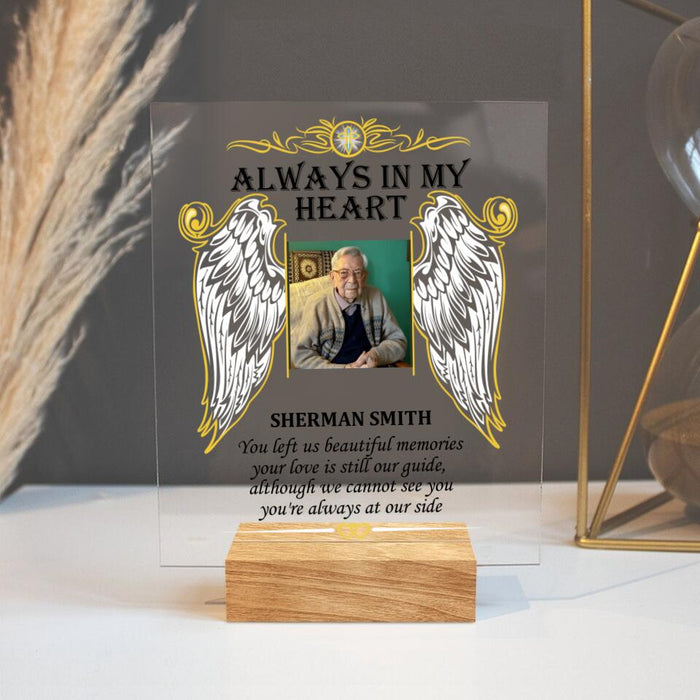 Custom Personalized Always In My Heart Custom Photo Acrylic Plaque - Memorial Gift For Loss Family Member