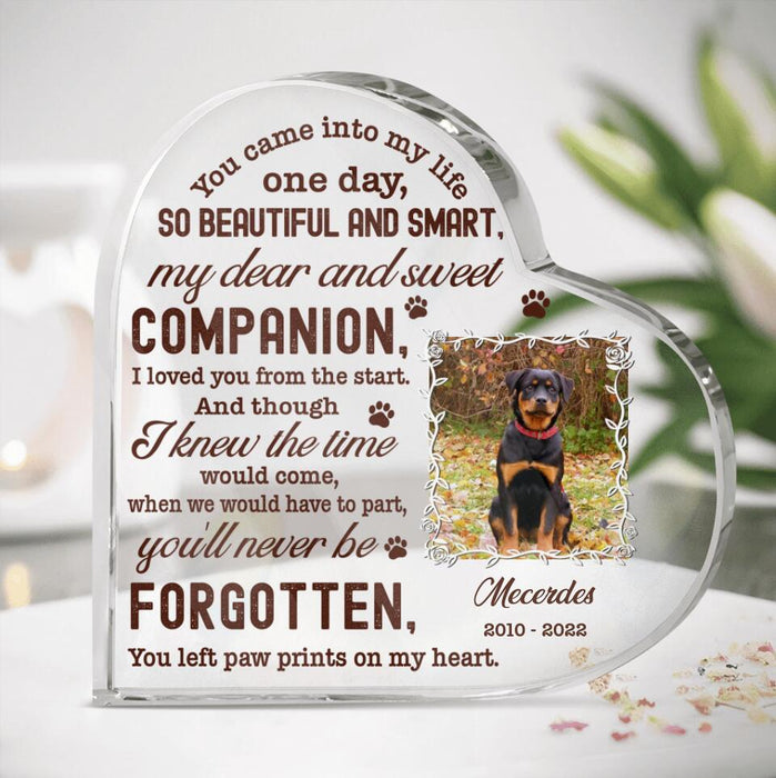 Personalized Custom Photo Pet Loss Crystal Heart - Memorial Gift Idea For Pet Lover - Paw Prints On My Heart