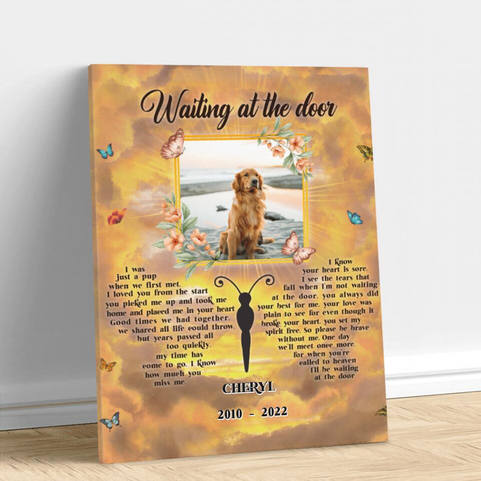 Custom Personalized Memorial Photo Canvas - Memorial Gift For Dog Loss - Waiting At The Door