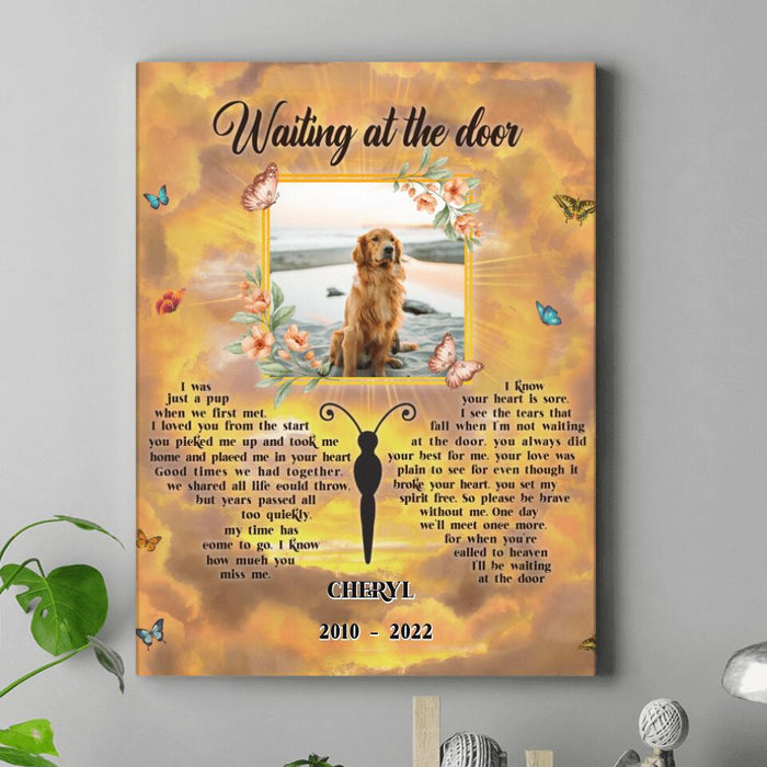 Custom Personalized Memorial Photo Canvas - Memorial Gift For Dog Loss - Waiting At The Door