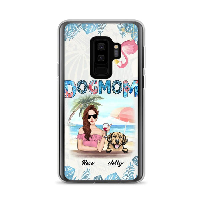 Custom Personalized Dog Mom Summer Patterned Phone Case - Upto 4 Dogs - Gift Idea For Dog Mom - Case For iPhone And Samsung