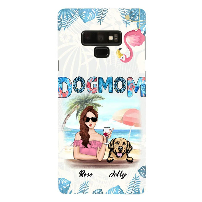 Custom Personalized Dog Mom Summer Patterned Phone Case - Upto 4 Dogs - Gift Idea For Dog Mom - Case For iPhone And Samsung