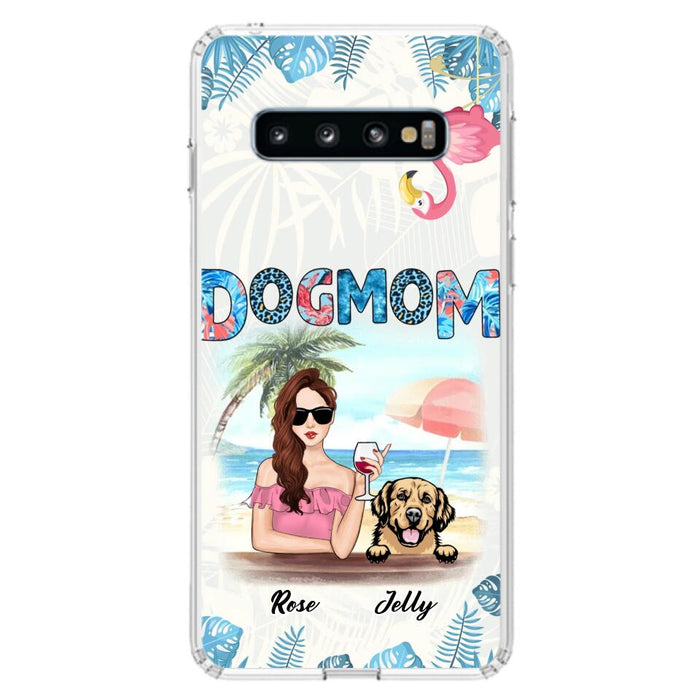 Custom Personalized Dog Mom Summer Patterned Phone Case - Upto 4 Dogs - Gift Idea For Dog Mom - Case For iPhone And Samsung