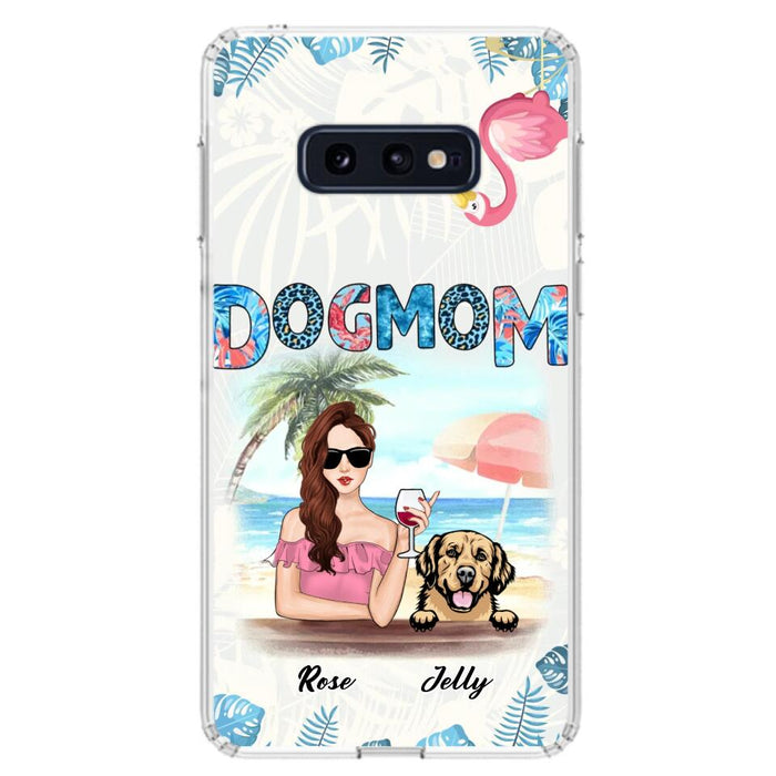 Custom Personalized Dog Mom Summer Patterned Phone Case - Upto 4 Dogs - Gift Idea For Dog Mom - Case For iPhone And Samsung