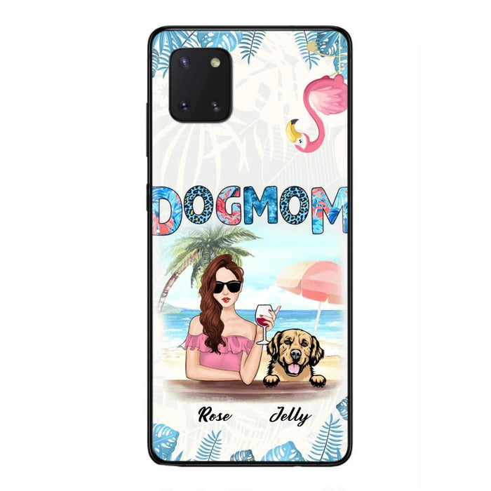 Custom Personalized Dog Mom Summer Patterned Phone Case - Upto 4 Dogs - Gift Idea For Dog Mom - Case For iPhone And Samsung