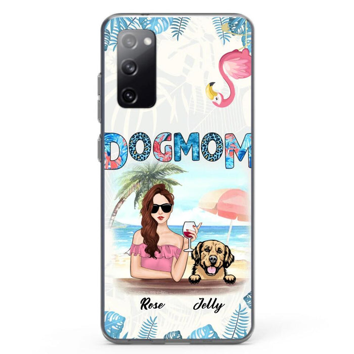 Custom Personalized Dog Mom Summer Patterned Phone Case - Upto 4 Dogs - Gift Idea For Dog Mom - Case For iPhone And Samsung