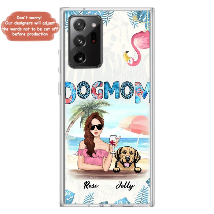 Custom Personalized Dog Mom Summer Patterned Phone Case - Upto 4 Dogs - Gift Idea For Dog Mom - Case For iPhone And Samsung