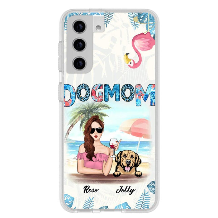 Custom Personalized Dog Mom Summer Patterned Phone Case - Upto 4 Dogs - Gift Idea For Dog Mom - Case For iPhone And Samsung