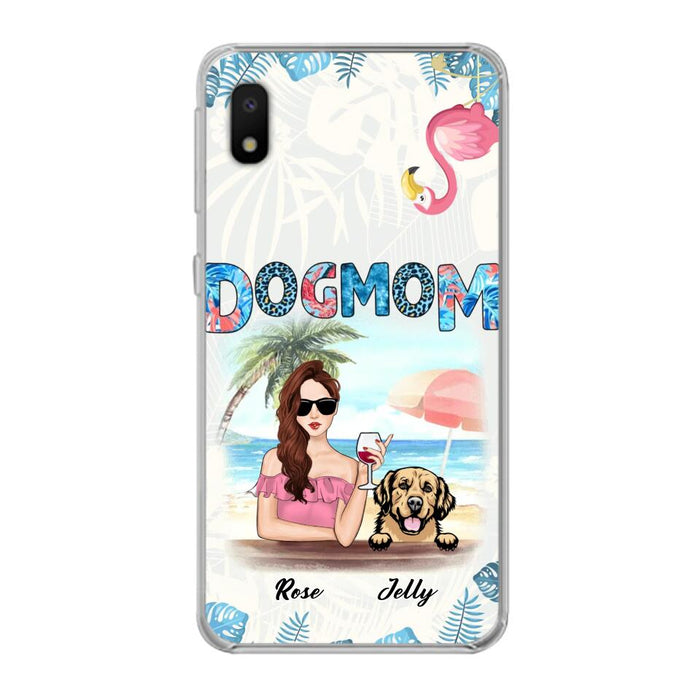 Custom Personalized Dog Mom Summer Patterned Phone Case - Upto 4 Dogs - Gift Idea For Dog Mom - Case For iPhone And Samsung