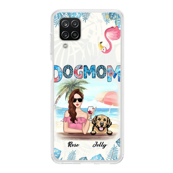 Custom Personalized Dog Mom Summer Patterned Phone Case - Upto 4 Dogs - Gift Idea For Dog Mom - Case For iPhone And Samsung