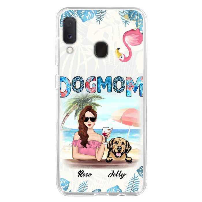 Custom Personalized Dog Mom Summer Patterned Phone Case - Upto 4 Dogs - Gift Idea For Dog Mom - Case For iPhone And Samsung