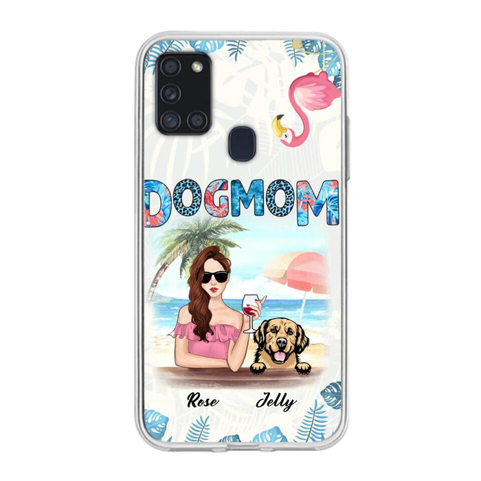 Custom Personalized Dog Mom Summer Patterned Phone Case - Upto 4 Dogs - Gift Idea For Dog Mom - Case For iPhone And Samsung