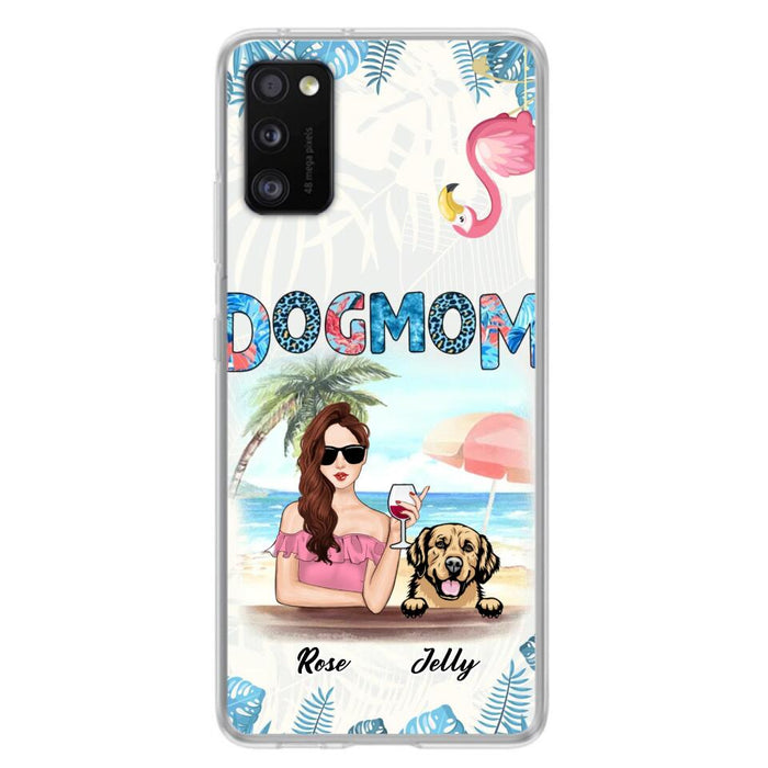 Custom Personalized Dog Mom Summer Patterned Phone Case - Upto 4 Dogs - Gift Idea For Dog Mom - Case For iPhone And Samsung