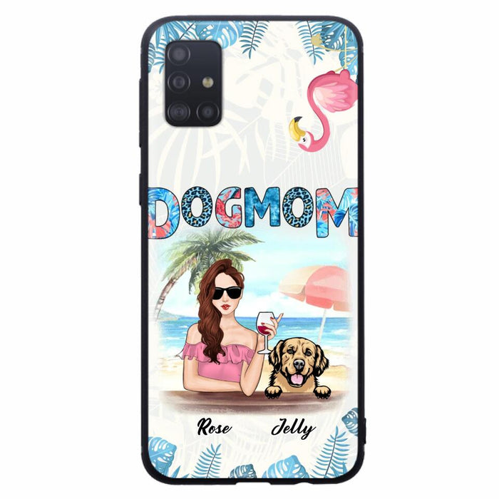 Custom Personalized Dog Mom Summer Patterned Phone Case - Upto 4 Dogs - Gift Idea For Dog Mom - Case For iPhone And Samsung