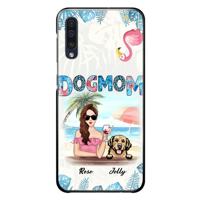 Custom Personalized Dog Mom Summer Patterned Phone Case - Upto 4 Dogs - Gift Idea For Dog Mom - Case For iPhone And Samsung