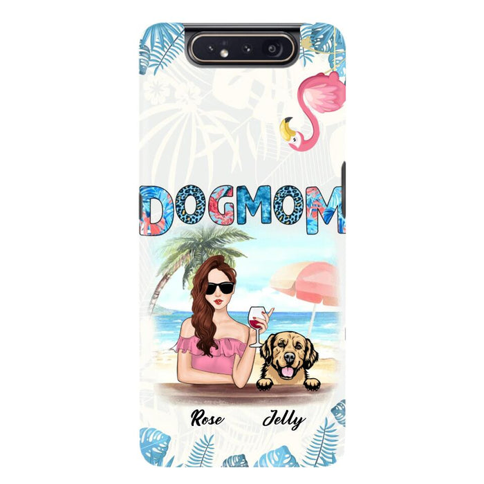 Custom Personalized Dog Mom Summer Patterned Phone Case - Upto 4 Dogs - Gift Idea For Dog Mom - Case For iPhone And Samsung