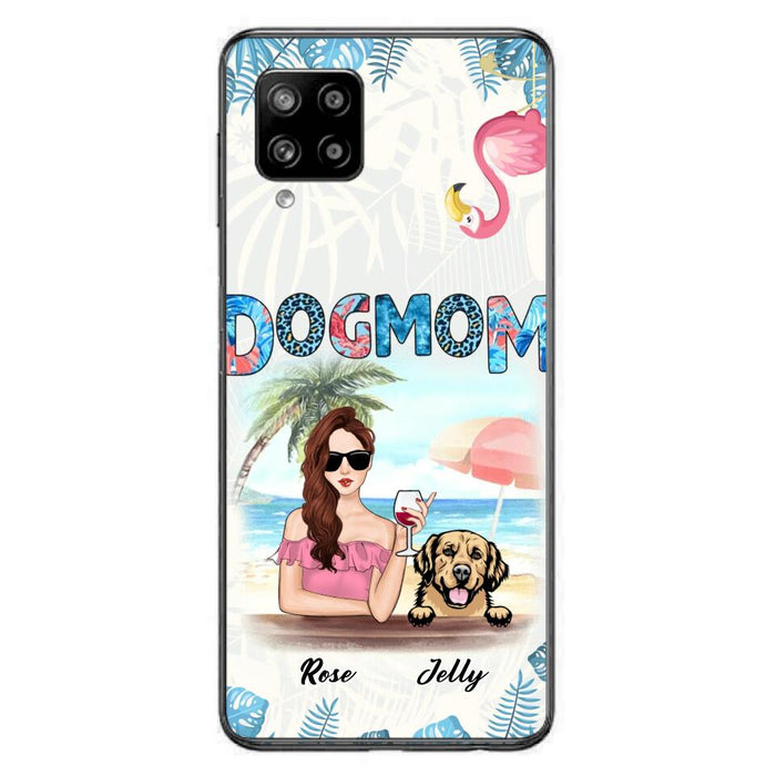 Custom Personalized Dog Mom Summer Patterned Phone Case - Upto 4 Dogs - Gift Idea For Dog Mom - Case For iPhone And Samsung