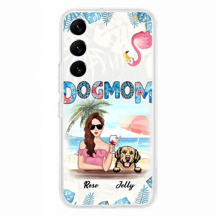 Custom Personalized Dog Mom Summer Patterned Phone Case - Upto 4 Dogs - Gift Idea For Dog Mom - Case For iPhone And Samsung