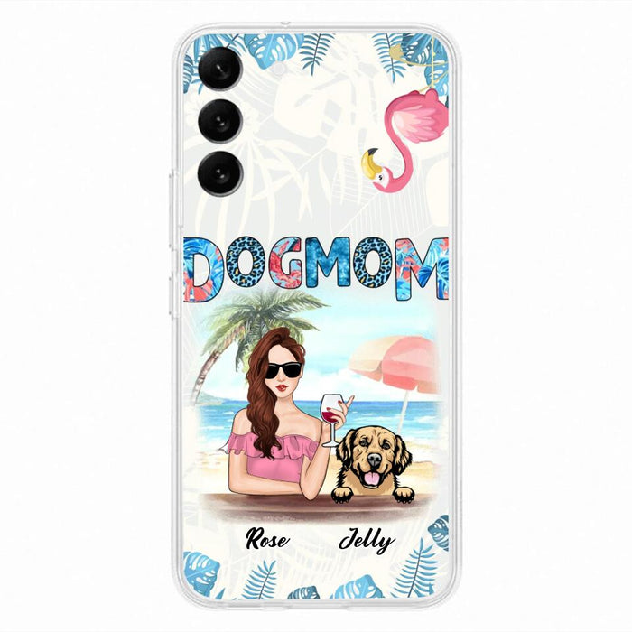 Custom Personalized Dog Mom Summer Patterned Phone Case - Upto 4 Dogs - Gift Idea For Dog Mom - Case For iPhone And Samsung