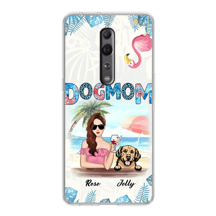 Custom Personalized Dog Mom Summer Patterned Phone Case - Upto 4 Dogs - Gift Idea For Dog Mom - Case For Xiaomi, Oppo And Huawei