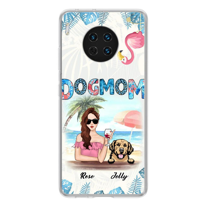 Custom Personalized Dog Mom Summer Patterned Phone Case - Upto 4 Dogs - Gift Idea For Dog Mom - Case For Xiaomi, Oppo And Huawei